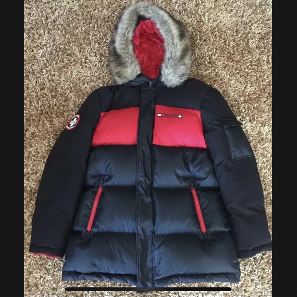 Tommy Hilfiger Mens Puffer Faux Fur Jacket Hood XL